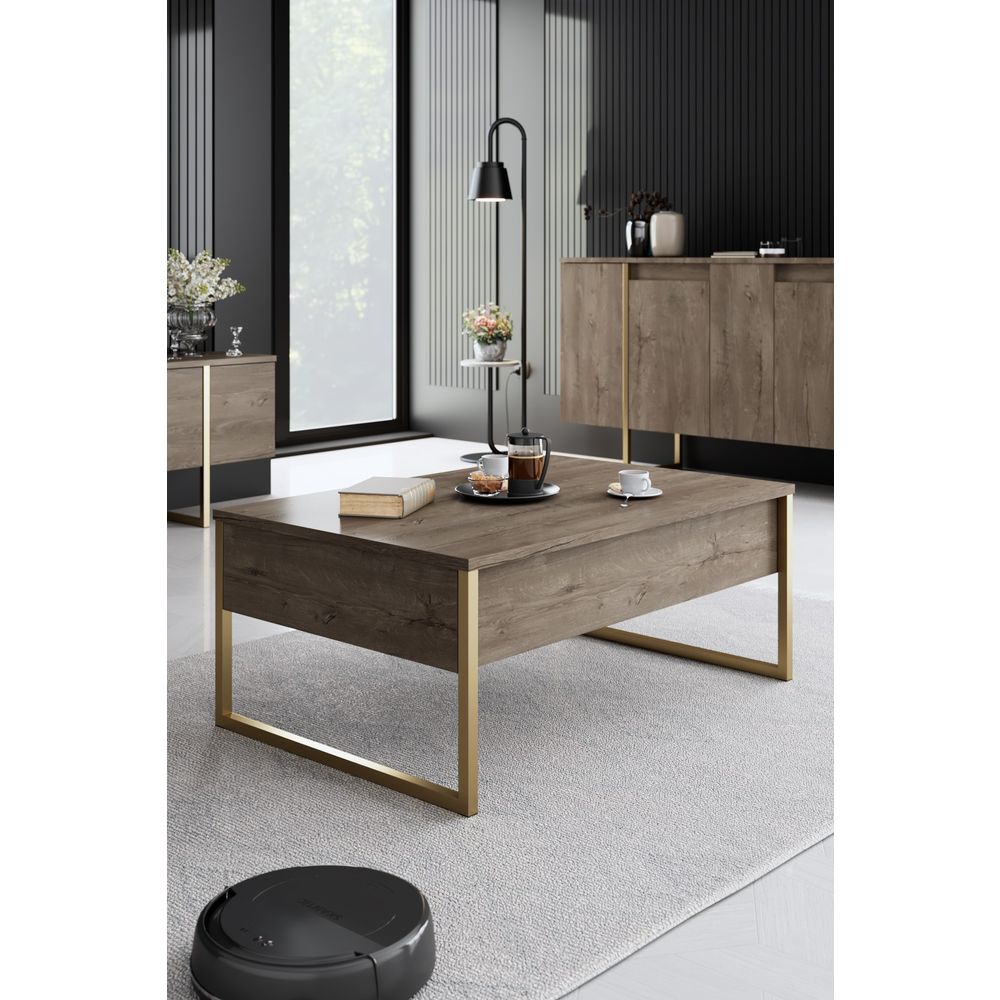 Luxe - Set Namještaja za Dnevni Boravak u Orah i Zlatnoj Boji slika 4