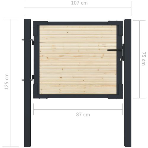 Vrata za ogradu od čelika i smrekovine 107 x 125 cm slika 22