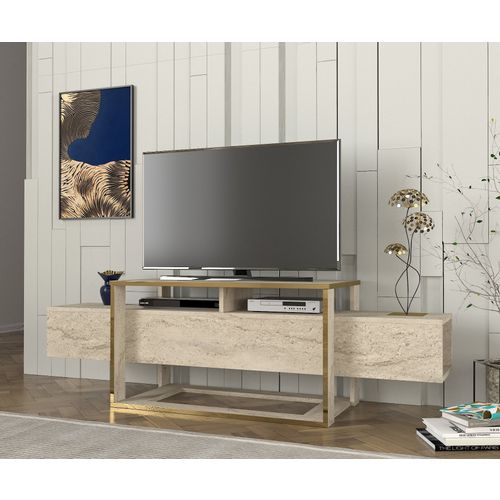 Woody Fashion TV stalak BIANCO, boja Travertine slika 2