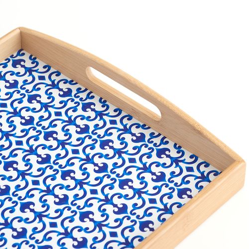 Zeller Pladanj za posluživanje Morocco, plavo bijeli, bambus, 44 x 30 x 5,5 cm slika 3