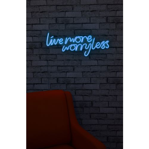 Wallity Ukrasna plastična LED rasvjeta, Live More Worry Less - Blue slika 2