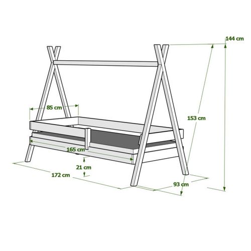 Drveni Dečiji Krevet Tipi Plus - Beli - 200x90cm slika 2