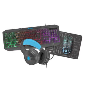 Natec NFU-1674 FURY THUNDERSTREAK 3.0, 4 in 1 Gaming Combo, RGB Keyboard (Antighosting, Spill Proof), Mouse (800-4000dpi, 6 buttons, Programmable, LED), Headphones, Mousepad (32 x 24 cm)