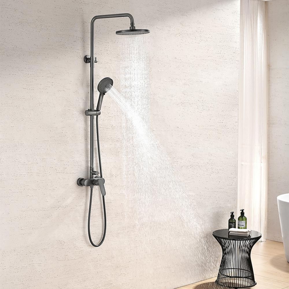 Inter Ceramic tuš sustav venice s tuš ružom s 1 funkcijom i tuš palicom s 5 funkcija nehrđajući čelik ss304 gun grey slika 2