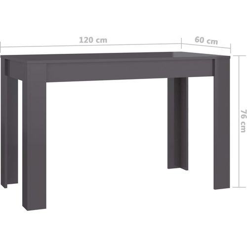 Blagovaonski stol visoki sjaj sivi 120 x 60 x 76 cm od iverice slika 51