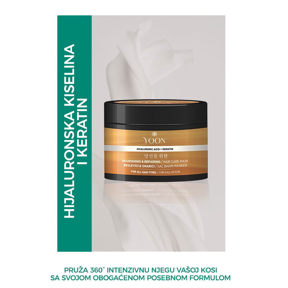 YOON Maska za kosu 250ml - Intenzivna njega sa keratinom i hijaluronskom kiselinom slika 6