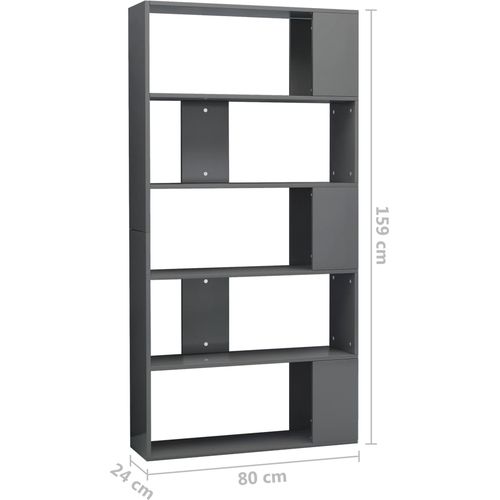 Ormarić za knjige / sobna pregrada sjajni sivi 80 x 24 x 159 cm slika 41