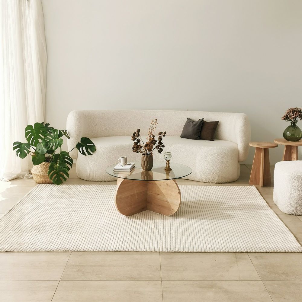 Stol za kafu 'Bubble - Sapphire Oak' sa staklenim vrhom slika 2