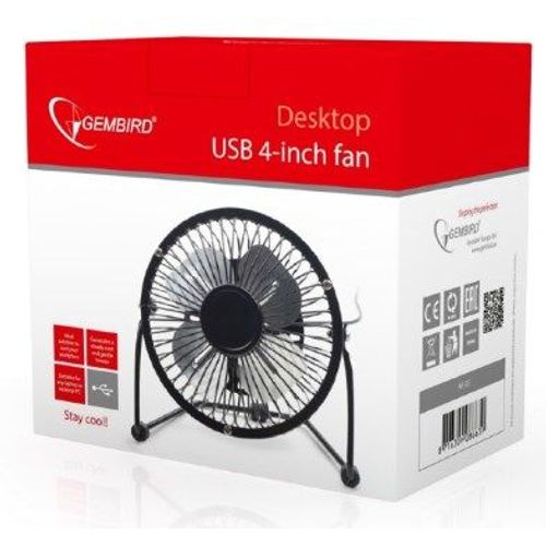 NF-03 Gembird USB 10cm desktop fan, black, METALNI VENTILATOR slika 5