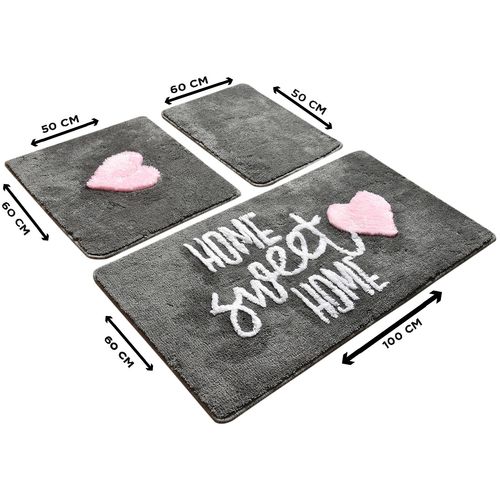 Home Sweet Home - Fume Multicolor Acrylic Bathmat Set (3 Pieces) slika 3