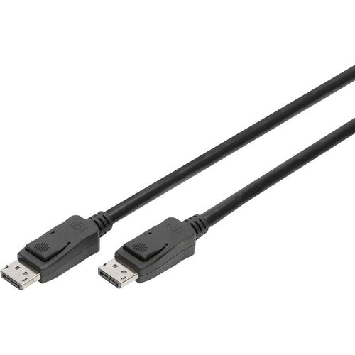 Digitus DisplayPort priključni kabel 5.00 m AK-340106-050-S pozlaćeni kontakti, dvostruko zaštićen, pletena zaštita, sveukupno zaštićen, sa zaštitom, okrugli crna  slika 1