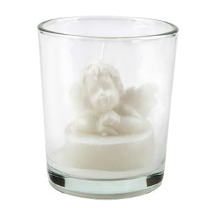 Božićni ukras-svijeća u čaši anđel 5,5 x 6,5 cm sa mašnom