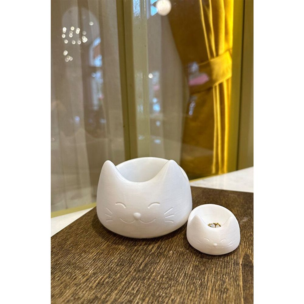 Decorative object set (2 pieces) Cat 2, colour: white slika 1