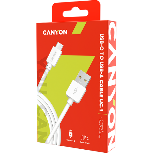 CANYON Type C USB Standard cable, 1M, White slika 3