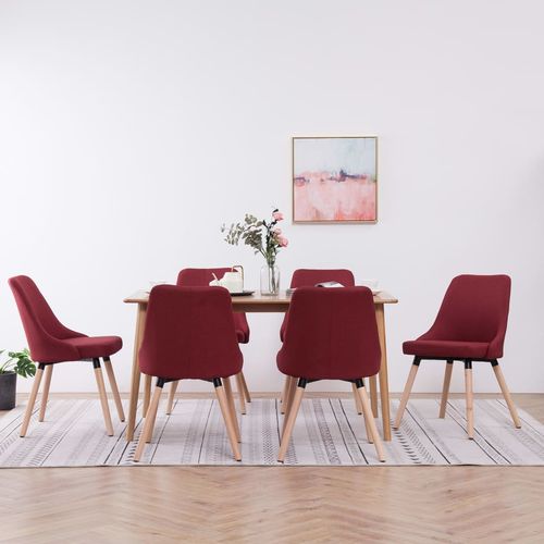 Blagovaonske stolice od tkanine 6 kom crvena boja vina slika 1