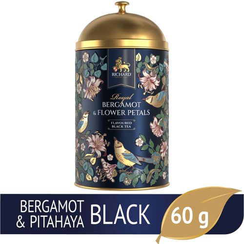 Richard  "Royal Bergamot & flower Petals" – Crni čaj sa aromom bergamota i laticama cveća, 60g rinfuz, BLUE metalna kutija slika 1