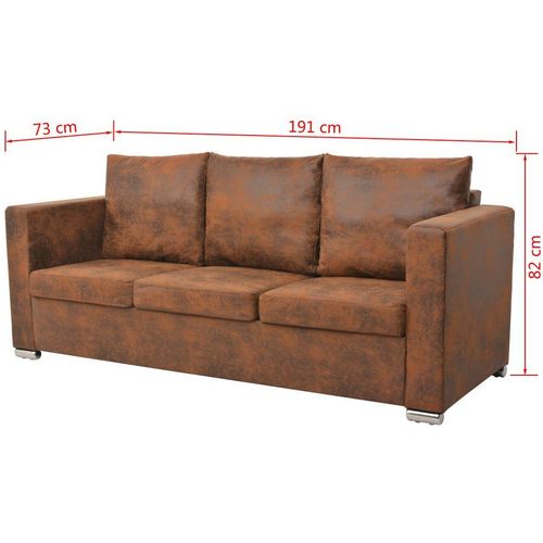 3-dijelni set sofa od umjetne brušene kože slika 1