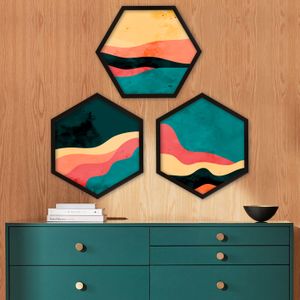 Dekorativna Slika u Okviru Multicolor 6GEN093021 (Set od 3 Komada)