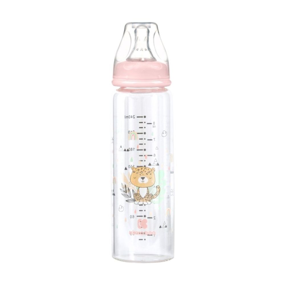 Kikka Boo Staklena flašica Savanna 240ml 3m+ Pink slika 1