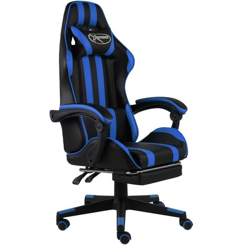 Igraća stolica od umjetne kože s osloncem za noge crno-plava slika 8