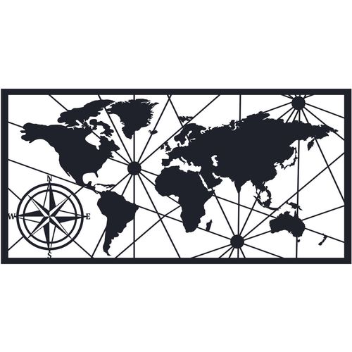 World Map Medium 2 Black Decorative Metal Wall Accessory slika 2