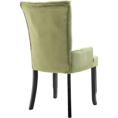 Blagovaonska stolica s naslonima za ruke svjetlozelena baršun slika 26