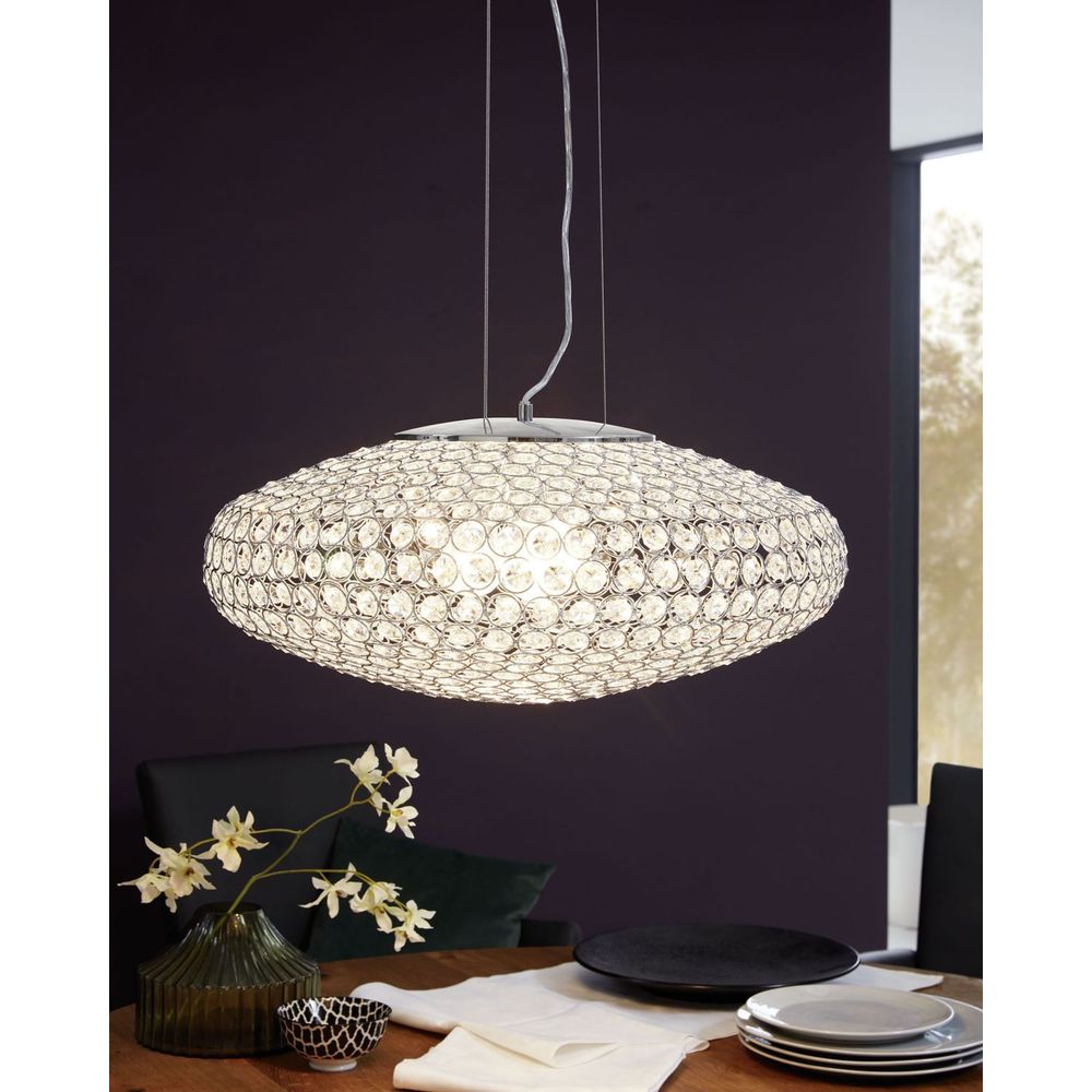 Eglo Clemente Visilica 1 - E27, Ø540 mm, Krom/Kristal slika 2