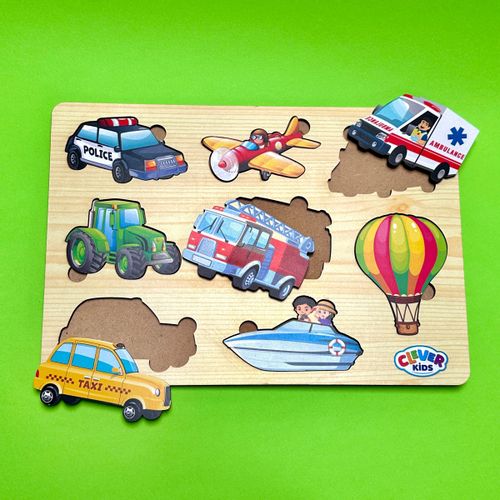 Clever Kids Drvena Slagalica Transport  slika 2