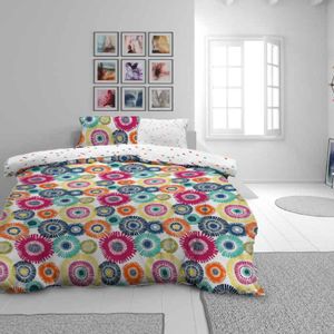 Pamučna posteljina Svilanit Colored circle lila MC 140x200 50x70 cm