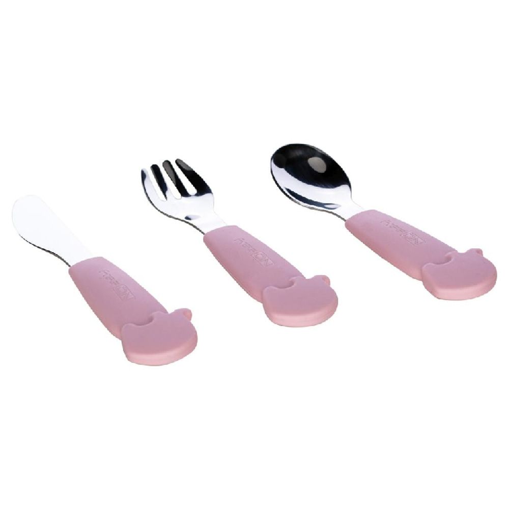 FreeON Cutlery Kašikica, viljuškica i nožić roza slika 1