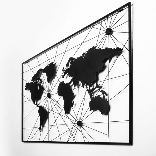 World Map 16 Black Decorative Metal Wall Accessory slika 3
