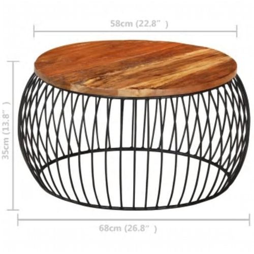 Stolić za kavu Ø 68 cm od masivnog obnovljenog drva slika 7