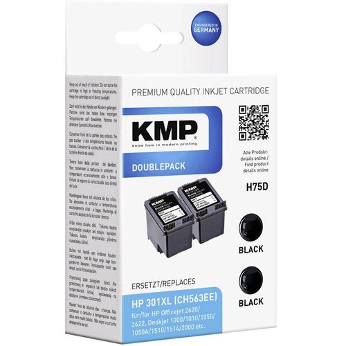 KMP tinta zamijenjen HP 301XL kompatibilan 2-dijelno pakiranje crn H75D 1719,4021 slika 1