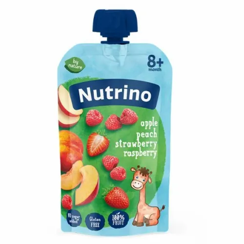 Nutrino pauč-jabuka,breskva,jagoda,malina  8+meseci 100g slika 1