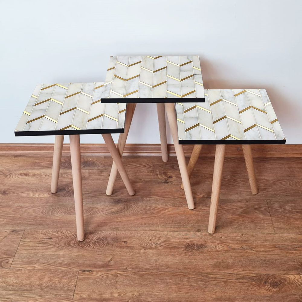 Nesting Table 3Shp273 - Bijela i Zlatna (3 Komada) slika 1