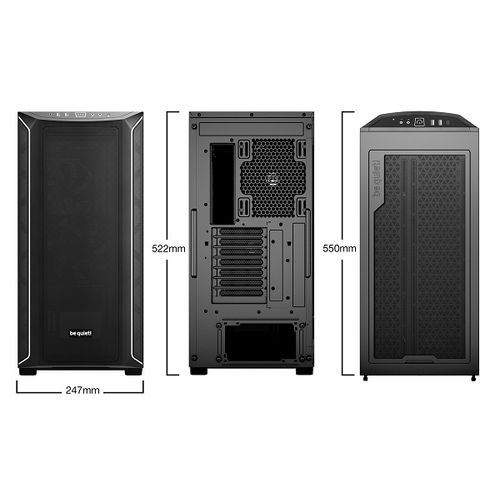 be quiet! BGW61 SHADOW BASE 800 DX Black, MB compatibility: E-ATX / ATX / M-ATX / Mini-ITX, ARGB illumination, Three pre-installed be quiet! Pure Wings 3 140mm PWM fans, including space for water cooling radiators up to 420mm slika 2