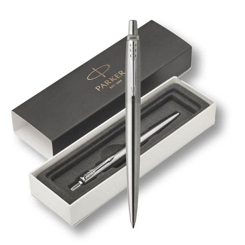 Olovka kemijska Parker Jotter stainless steel CT, vrh medium, plava tinta slika 2