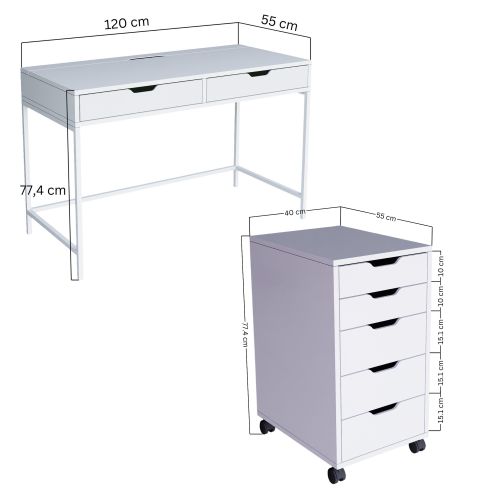 Duru Set 1600-49 White Study Desk slika 9