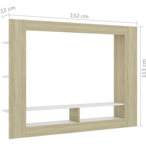 TV ormarić bijeli i hrast 152 x 22 x 113 cm konstruirano drvo slika 6