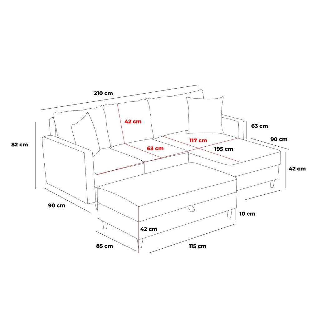 Eva Right - Ugao Sofa u Antracit Boji slika 11