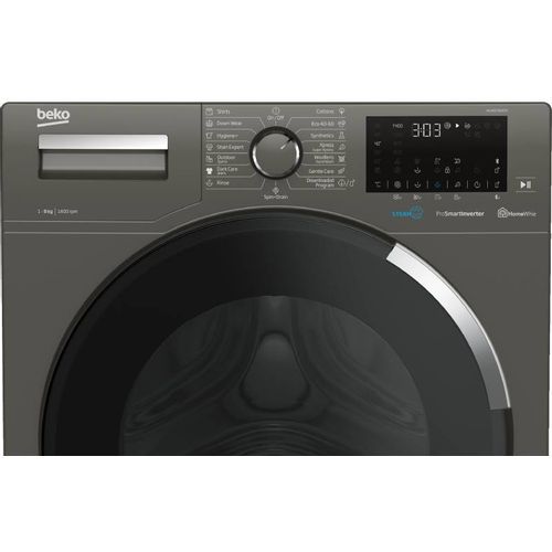 Beko WUE 8736 XCM Veš mašina 8 kg, 1400 rpm, ProSmart™ Inverter Motor, SteamCure®, HomeWhiz® Bluetooth, Dubina 55 cm, Menhetn siva boja slika 4