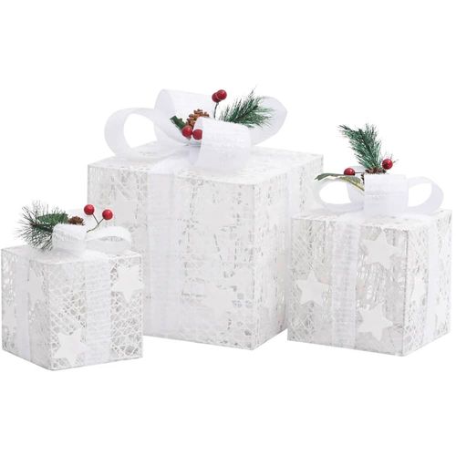Ukrasne božićne kutije za poklone 3 kom bijele slika 4