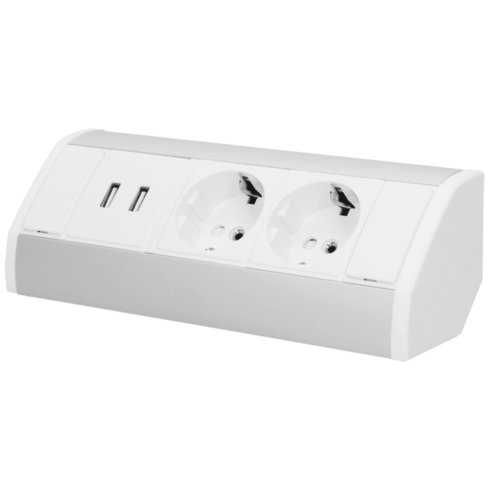 Orno Produžni kabel sa 2 x Schuko utičnice, 2 x USB, ugradbena - OR-GM-9003/W-G(GS) slika 1