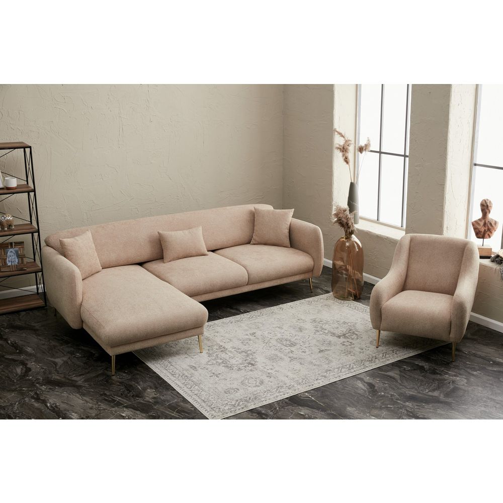 Simena Lijevi - Bež Zlato Kutna Sofa na Razvlačenje slika 4