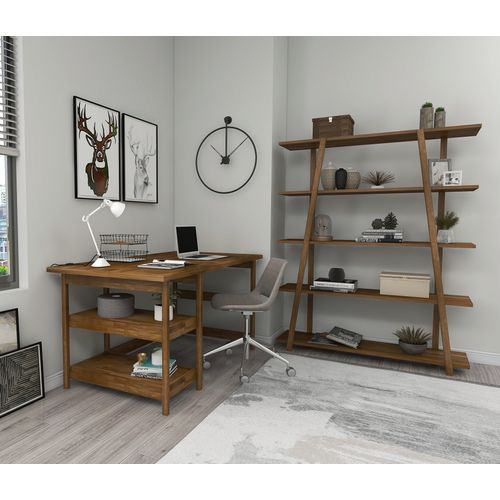 Softcity - Walnut Walnut Study Desk & Bookshelf slika 3