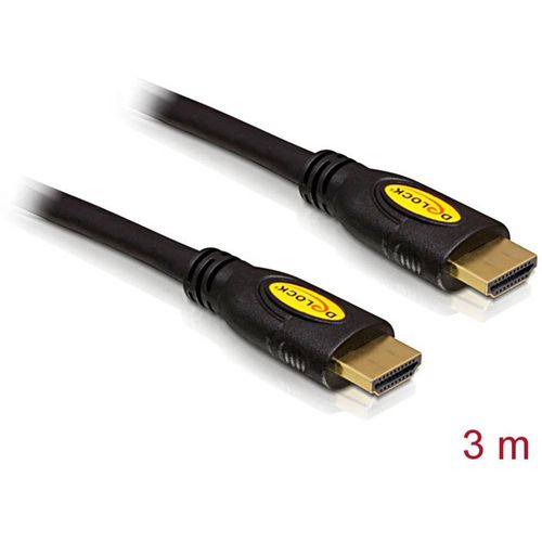 Delock HDMI priključni kabel HDMI A utikač, HDMI A utikač 3.00 m crna 82454 pozlaćeni kontakti HDMI kabel slika 1