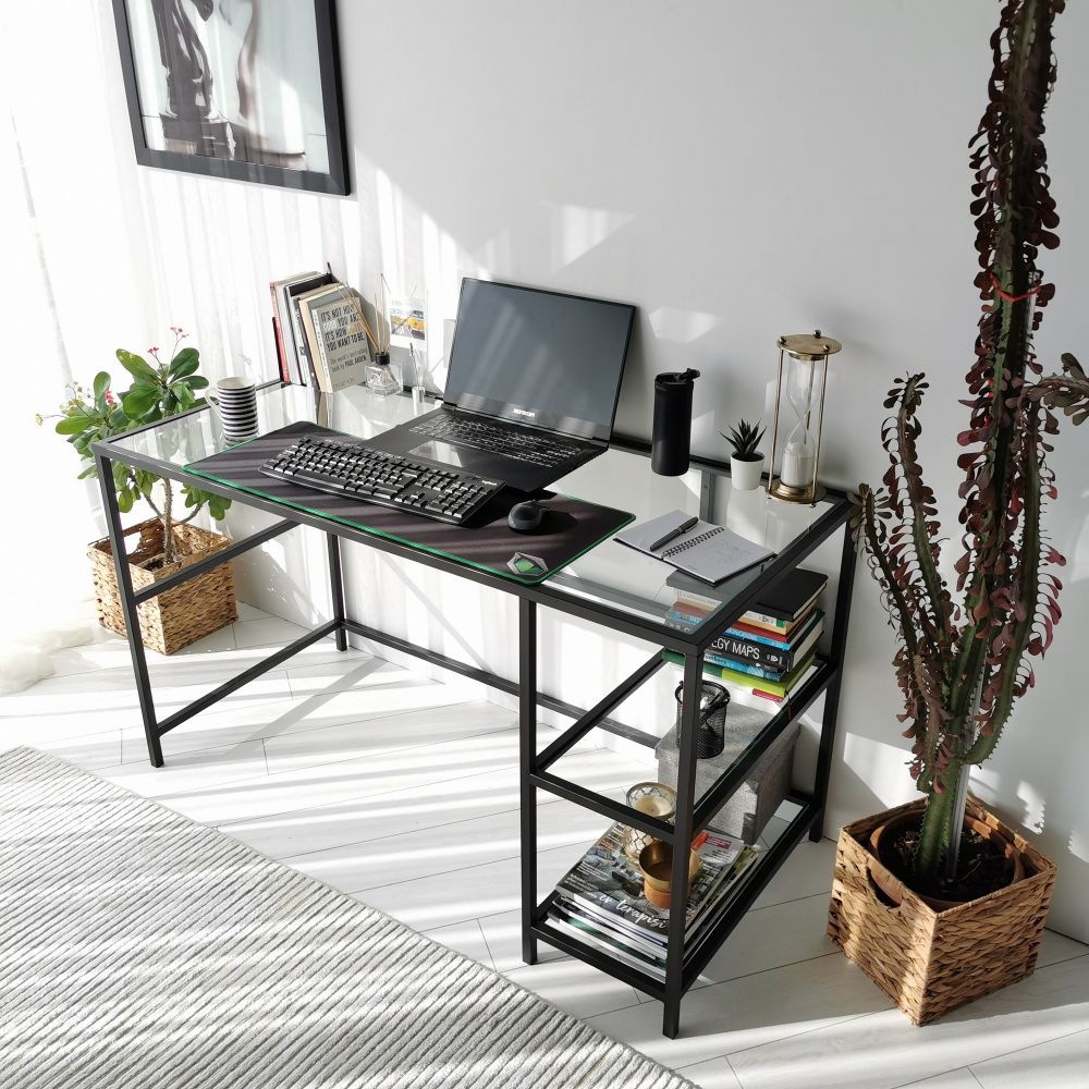 Master M101 Crni Radni Stol / 130x60cm sa Staklenom Pločom slika 5
