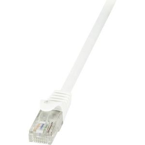 LogiLink CP2021U RJ45 mrežni kabel, Patch kabel cat 6 U/UTP 0.50 m bijela sa zaštitom za nosić 1 St.