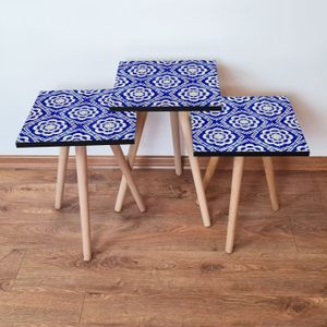 Set Nesting Stolova (3 Komada) 3Shp45 - Boje: Tamnoplava, Bijela