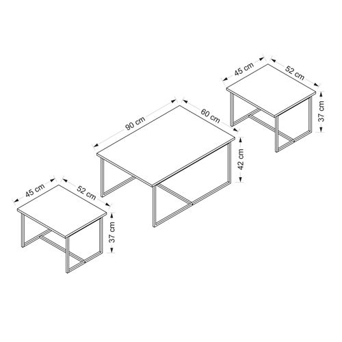 Hanah Home Levada - Set od tri stola od orahovog drveta slika 8